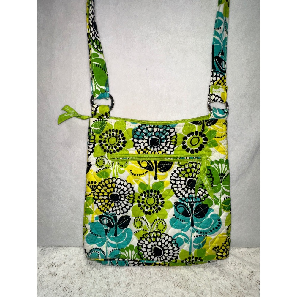 Vera‎ Bradley Quilted Floral Crossbody Bag Green Teal Yellow